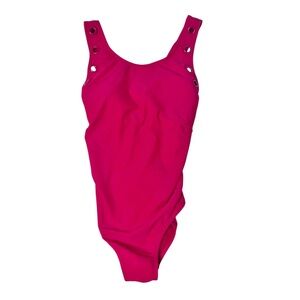 Juicy Couture pink one piece swimsuit with grommets M